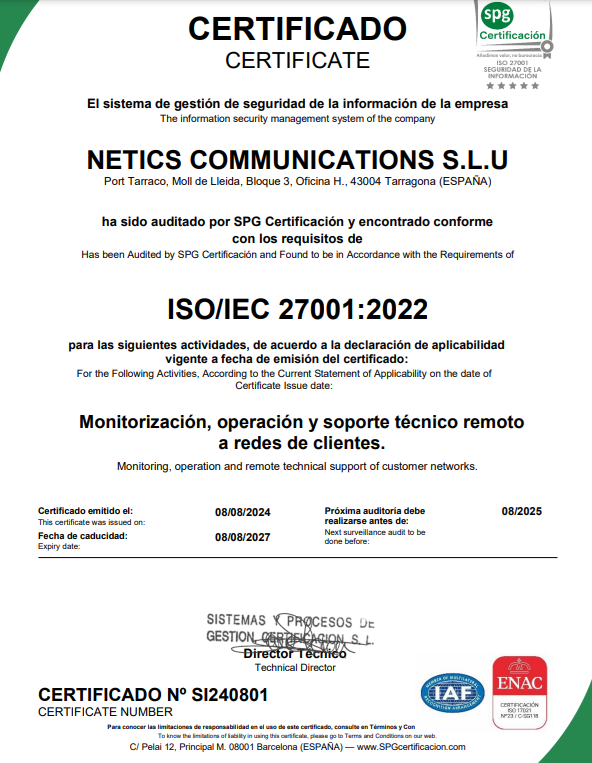 Certificado SGSI 27001 (2024-2025)